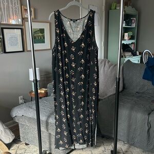 Madewell Black Floral Midi Dress